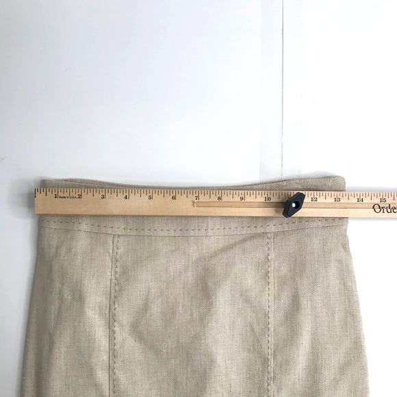 Bebe Mini Pencil Skirt Sz 0 Linen Blend NWT Tan Women Pocket Detail Straight - Picture 7 of 8